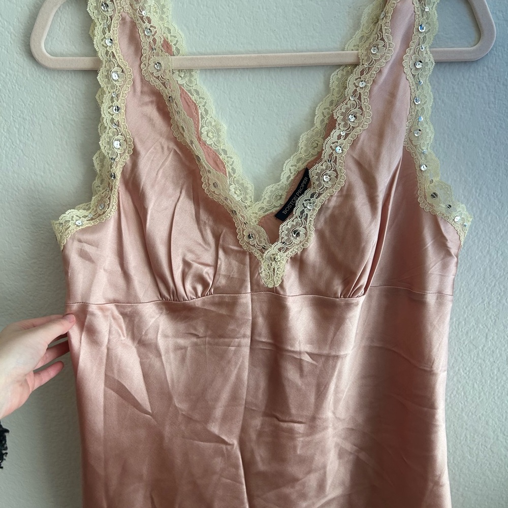 Boston Proper Pink and Cream Lace Chemise